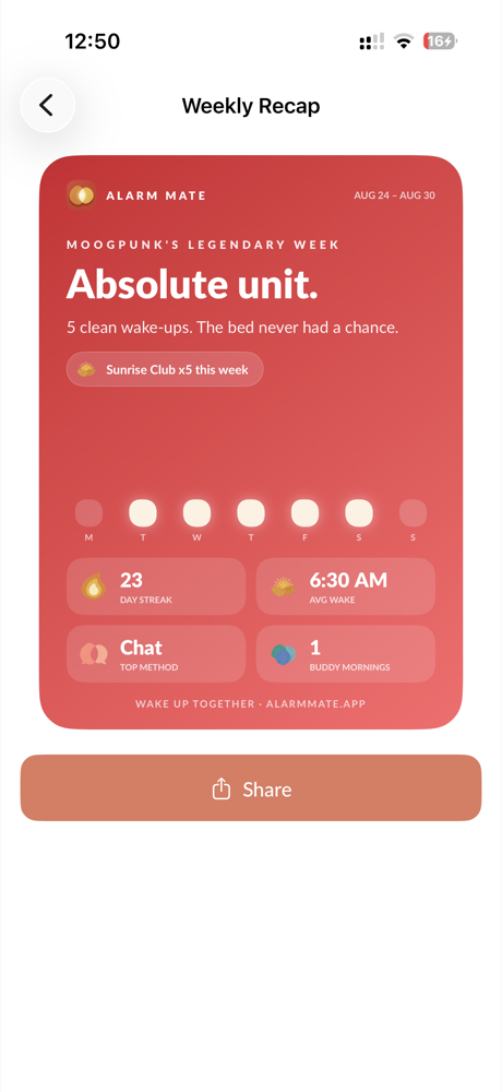 Weekly Recap shareable poster