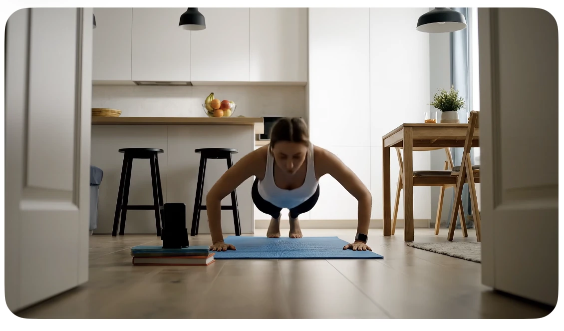 The push-up mission running on camera
