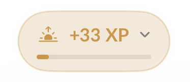 Plus 33 XP earned for waking up
