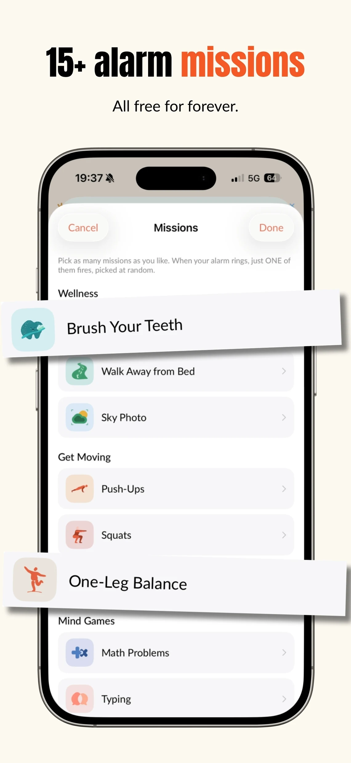 15+ alarm missions, all free forever