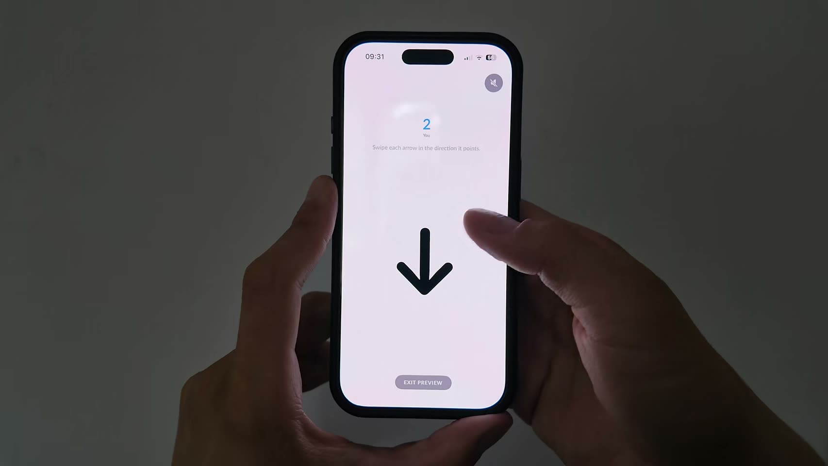 Swipe Arrows mission in the Alarm Mate app